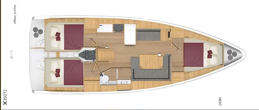 Layout of the boat Bavaria C38