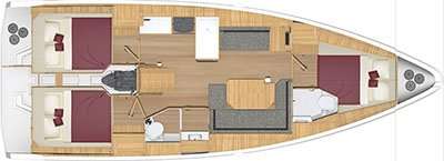 Distribución del barco Bavaria C38