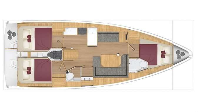 Layout of the boat Bavaria C38