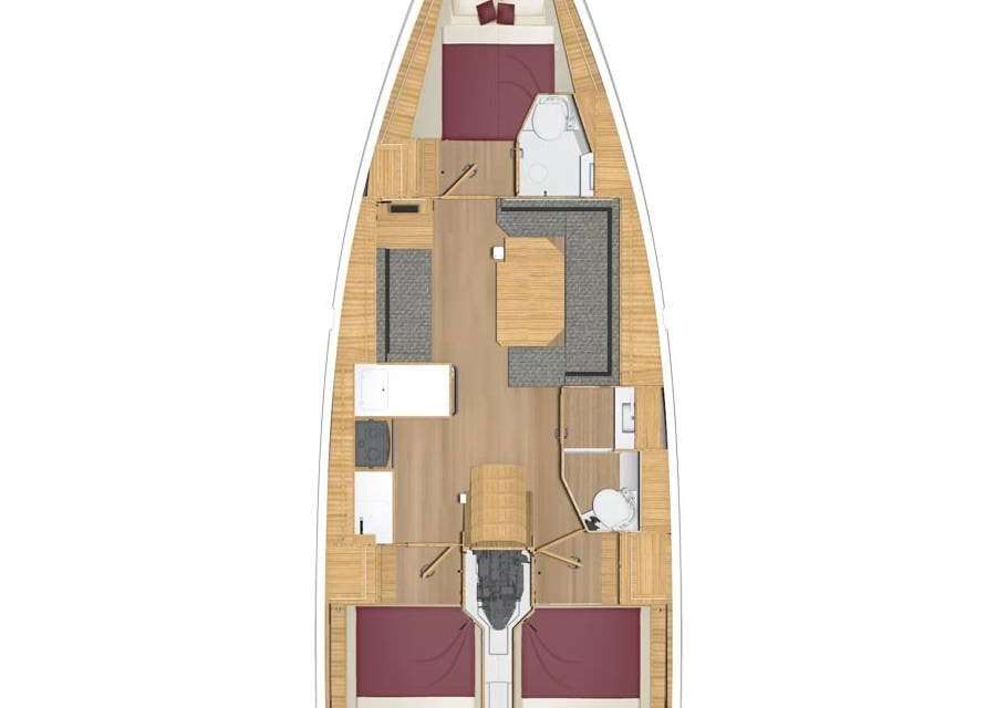 Distribución del barco Bavaria C38