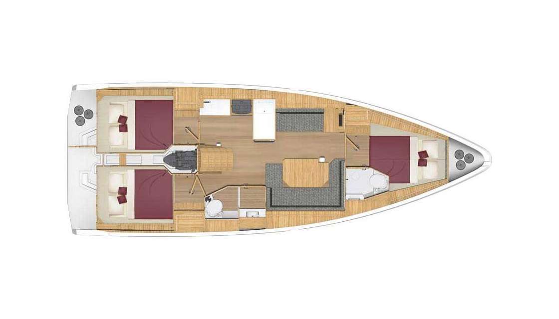 Distribución del barco Bavaria C38