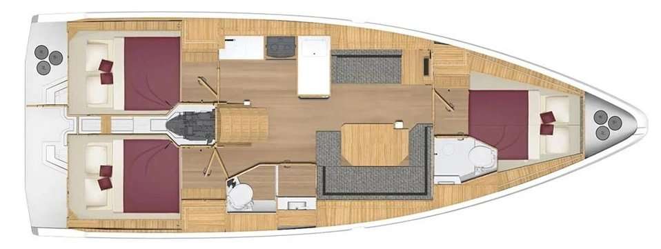 Distribución del barco Bavaria C38