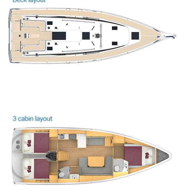 Layout of the boat Bavaria C42