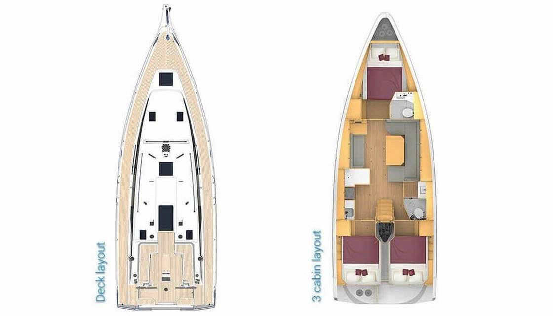 Layout of the boat Bavaria C42