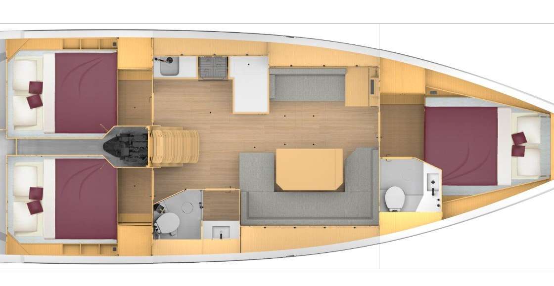 Layout of the boat Bavaria C42