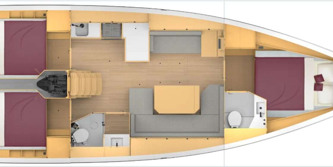 Layout of the boat Bavaria C42