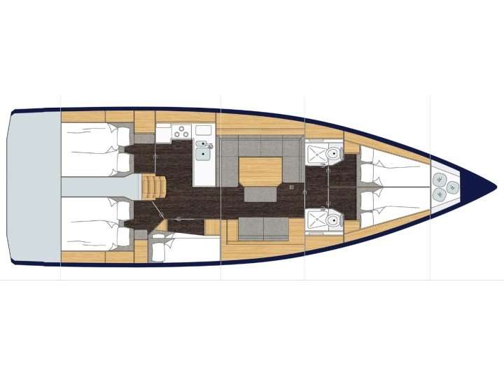 Distribución del barco Bavaria C45