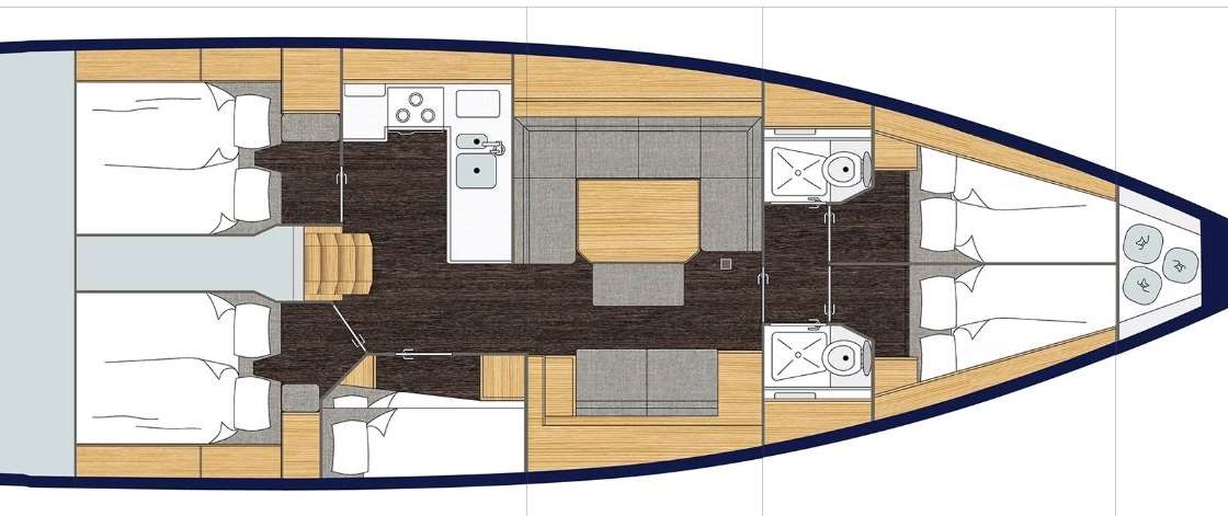 Distribución del barco Bavaria C45