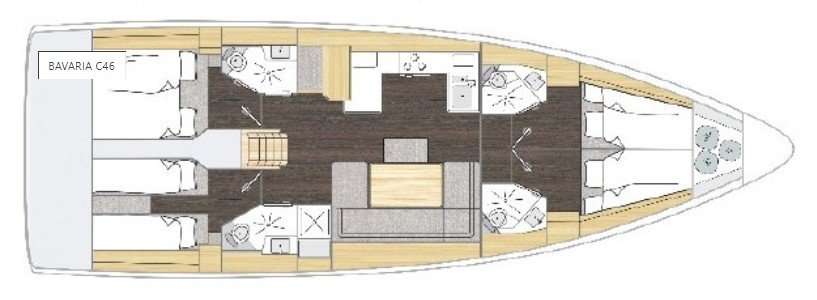 Distribución del barco Bavaria C46