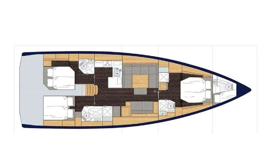 Layout of the boat Bavaria C50