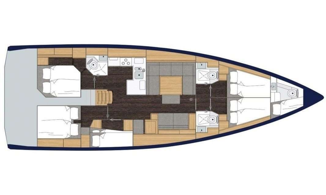 Distribución del barco Bavaria C50