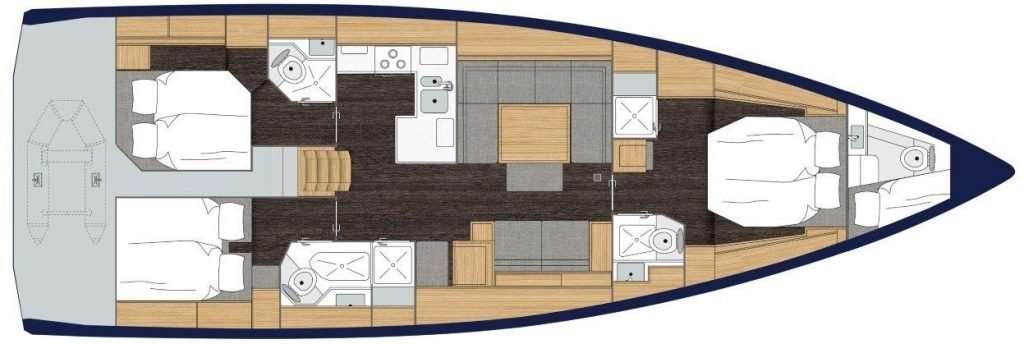 Distribución del barco Bavaria C50