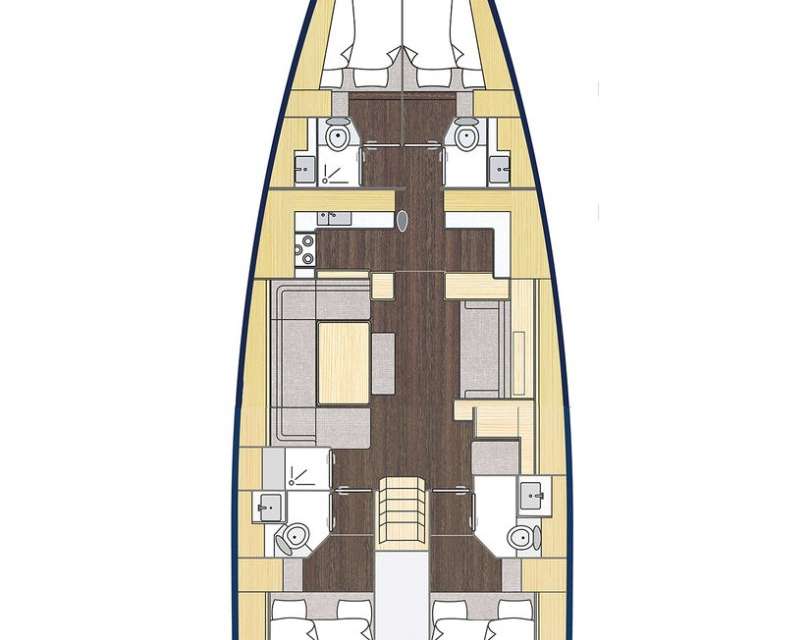 Layout of the boat Bavaria C57