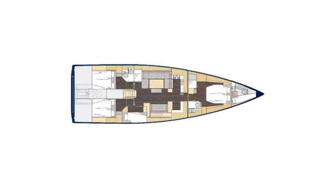 Layout of the boat Bavaria C57