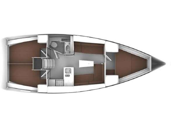 Distribución del barco Bavaria 37 Cruiser