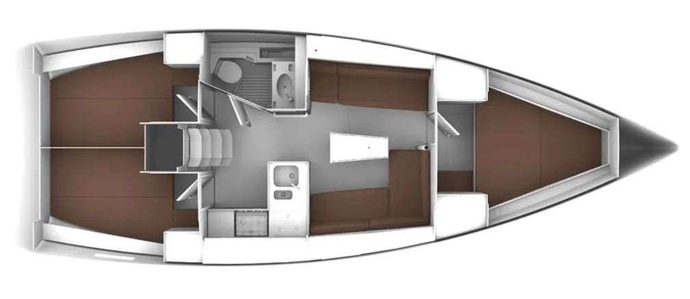 Layout of the boat Bavaria Cruiser 37