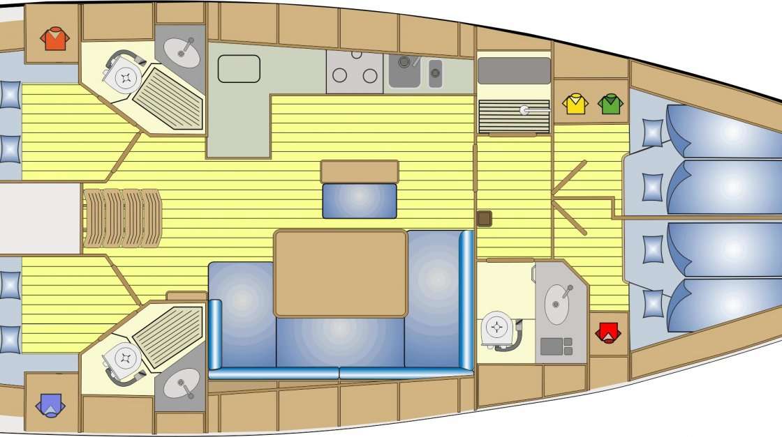 Distribución del barco Bavaria Cruiser 46