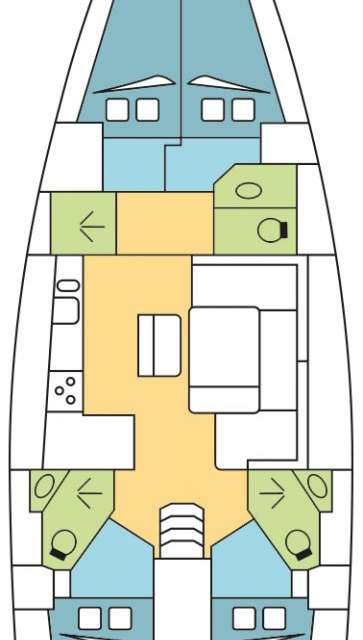 Distribución del barco Bavaria Cruiser 46