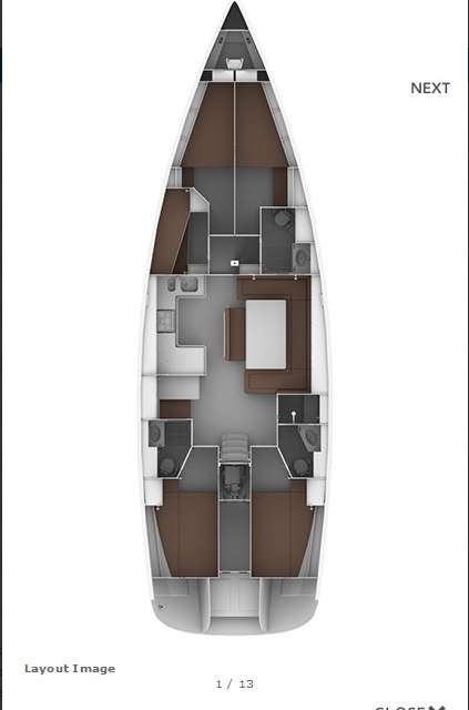 Distribución del barco Bavaria Cruiser 50