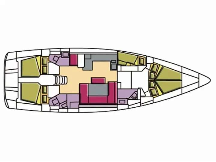 Distribución del barco Bavaria Cruiser 51