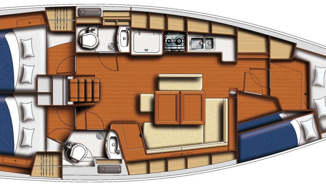 Layout of the boat Beneteau 43