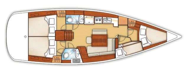 Layout of the boat Oceanis 43