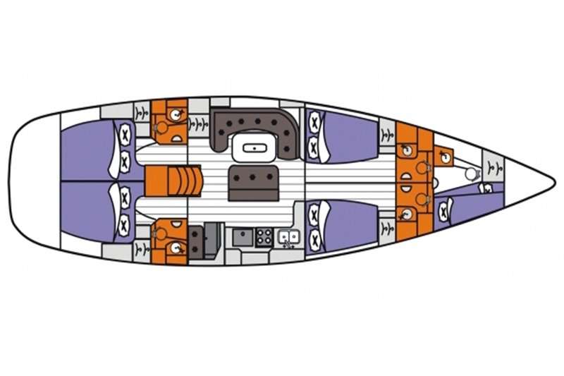 Distribución del barco Beneteau 50