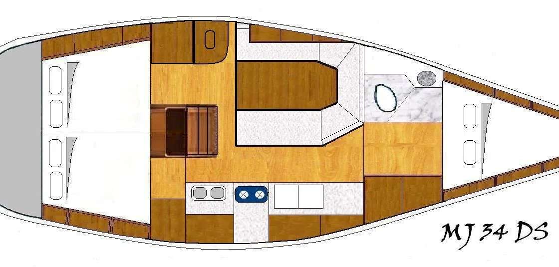 Distribución del barco Bruce Farr 34