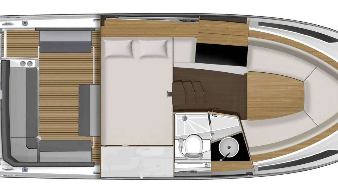 Layout of the boat Cap Camarat 9.0 WA