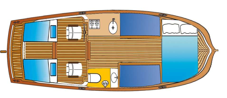 Layout of the boat De Drait Doerak 850 AK