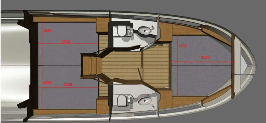 Layout of the boat Delphia Platinium 989 Fly