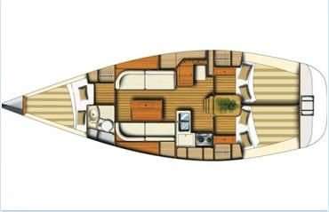 Layout of the boat Dufour 34