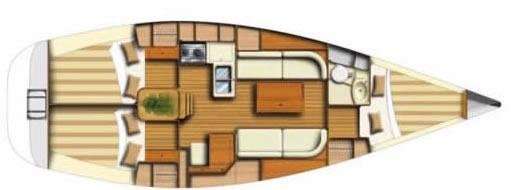 Layout of the boat Dufour 34