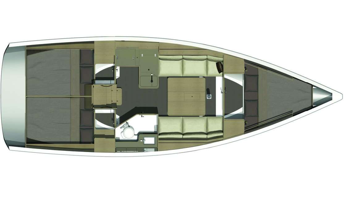 Layout of the boat Dufour 350 Grand Large