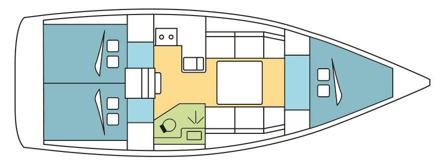 Layout of the boat Dufour 360 Grand Large