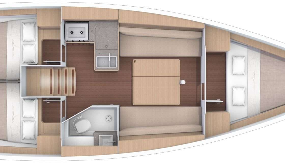 Layout of the boat Dufour 360 Grand Large