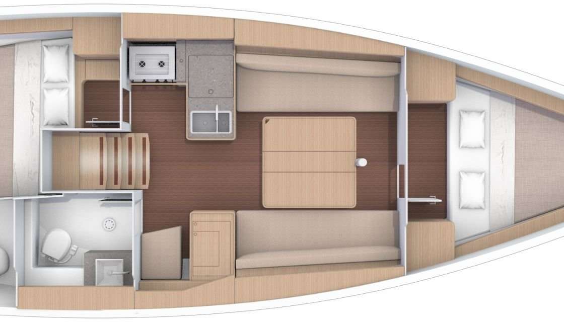 Layout of the boat Dufour 360 Grand Large