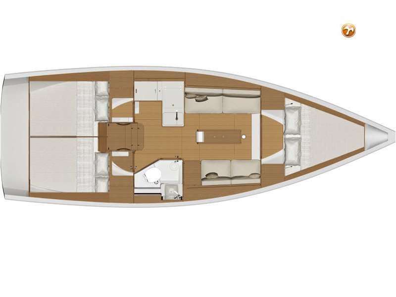 Layout of the boat Dufour 360 Grand Large