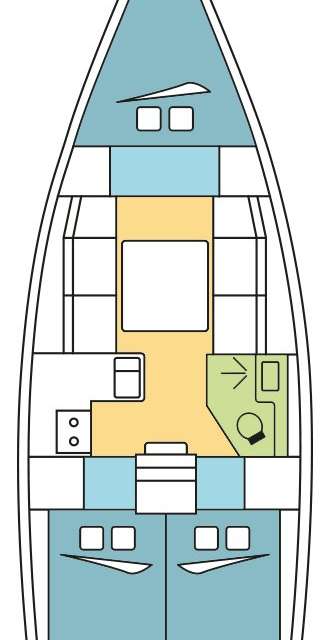 Distribución del barco Dufour 360 Grand Large