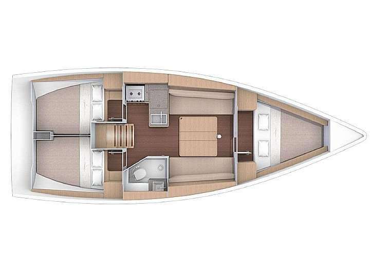 Layout of the boat Dufour 360 Grand Large