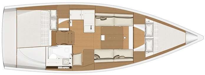 Distribución del barco Dufour 360 Grand Large