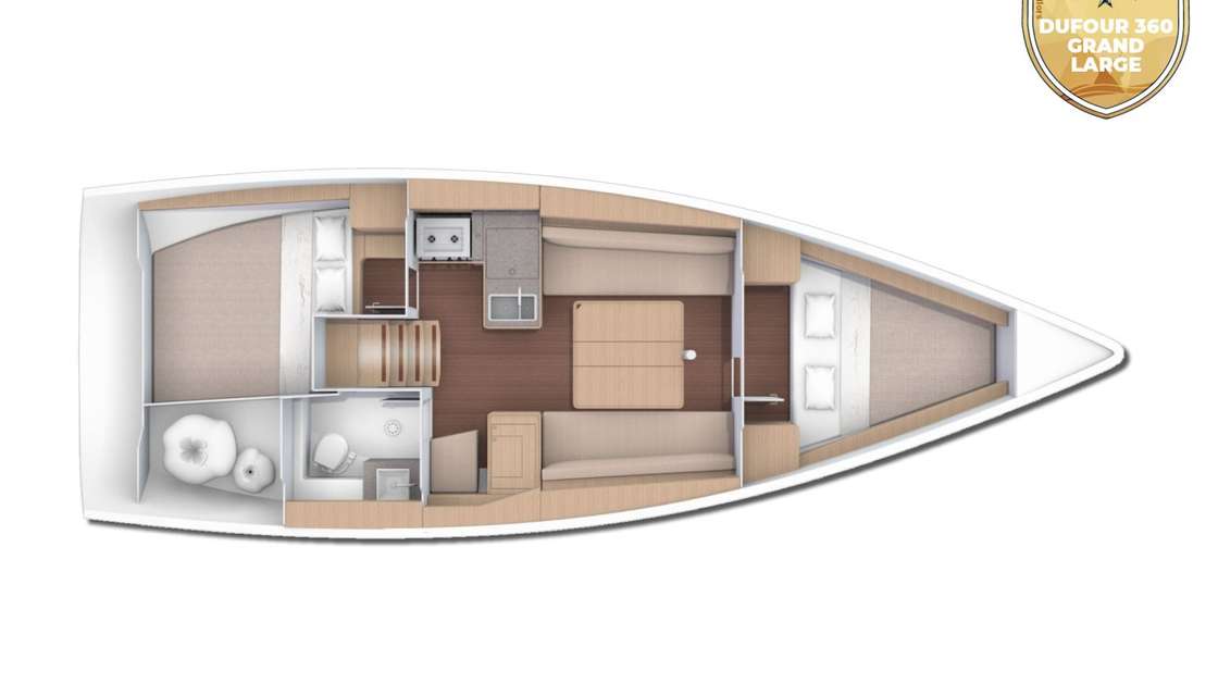 Layout of the boat Dufour 360 Grand Large