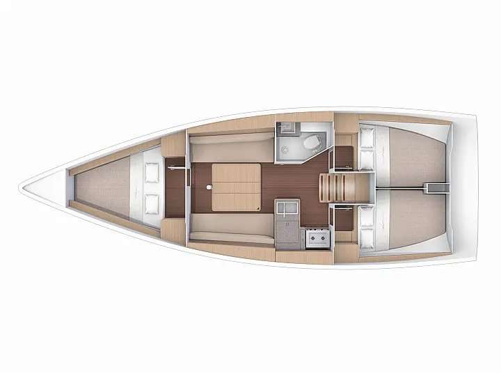 Distribución del barco Dufour 360 Grand Large