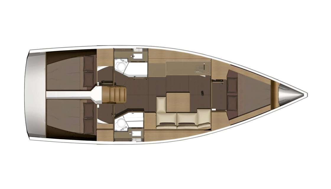 Layout of the boat Dufour 382 Grand Large