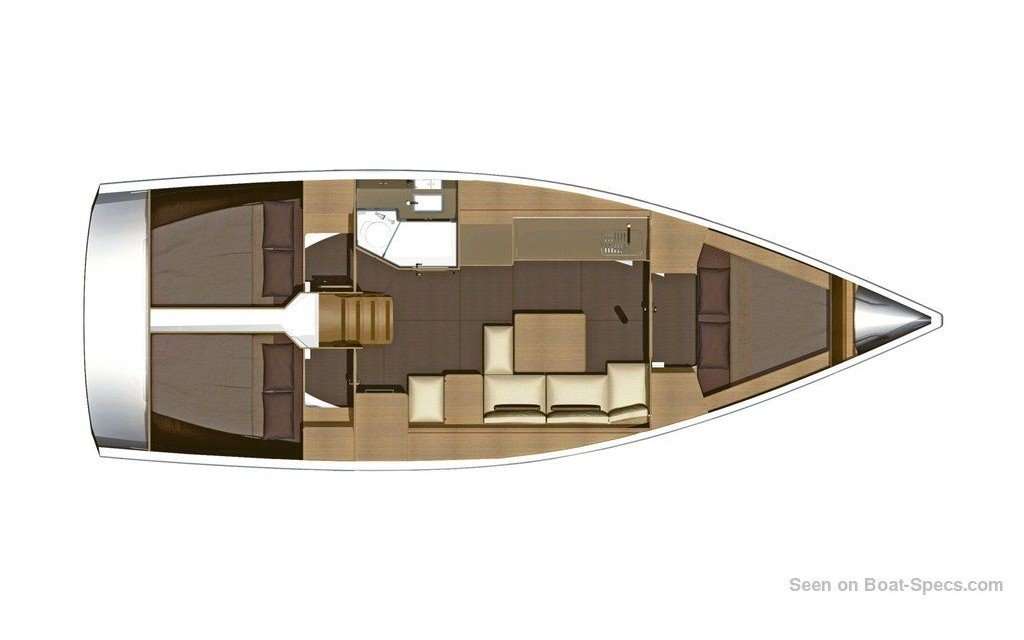 Layout of the boat Dufour 382 Grand Large