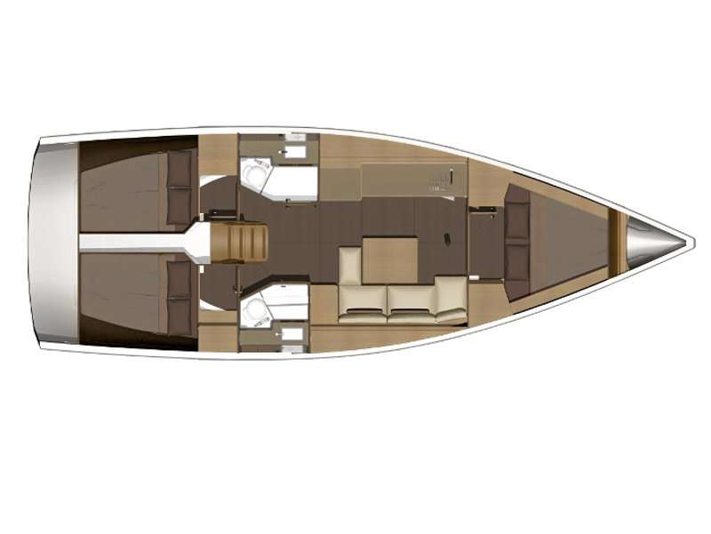 Distribución del barco Dufour 382 Grand Large