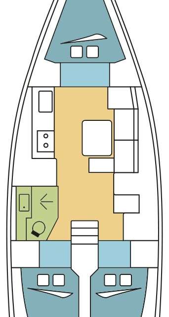 Distribución del barco Dufour 382 Grand Large