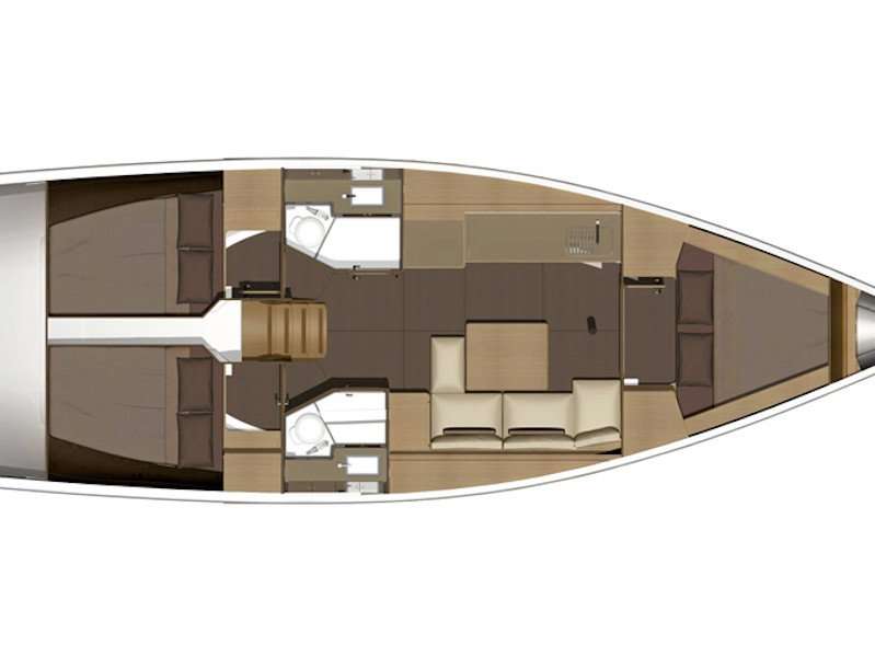 Layout of the boat Dufour 382 Grand Large