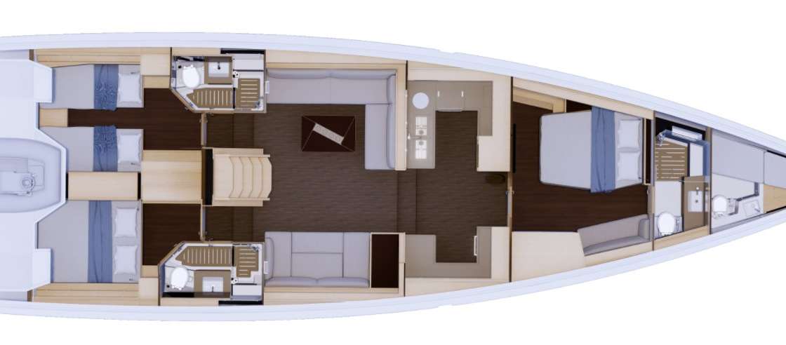 Distribución del barco Dufour 382 Grand Large