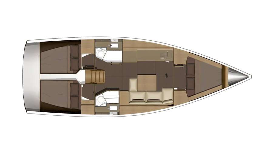 Distribución del barco Dufour 382 Grand Large